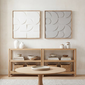 3D Wanddeko geometrisch modern 2er Set für Wohnzimmer Flur weiss