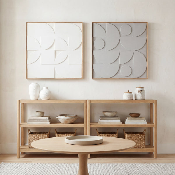 3D Wanddeko geometrisch modern 2er Set für Wohnzimmer Flur weiss