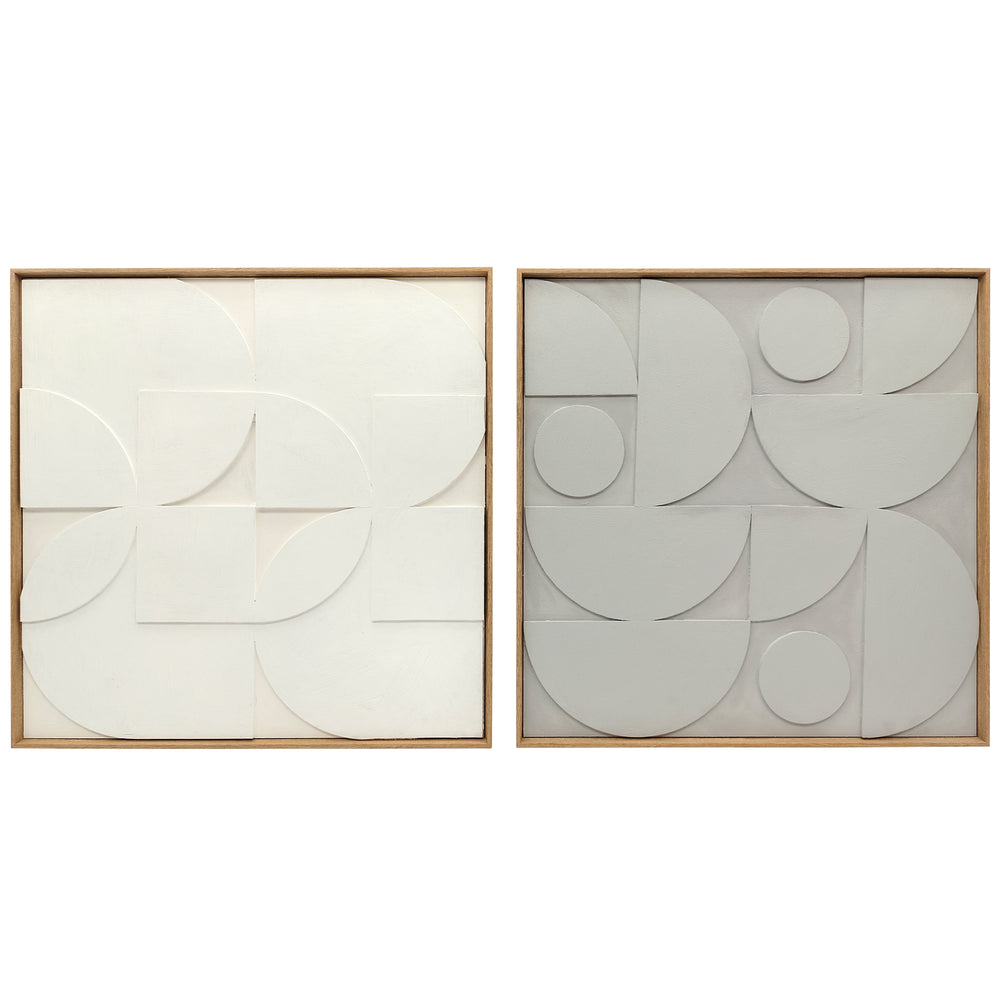 3D Wanddeko geometrisch modern 2er Set für Wohnzimmer Flur weiss