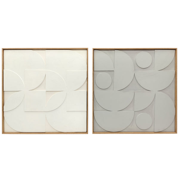 3D Wanddeko geometrisch modern 2er Set für Wohnzimmer Flur weiss