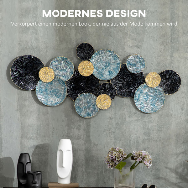 3D Wanddekoration Kreise modern Metall blau schwarz