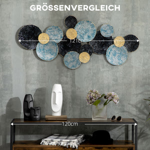 3D Wanddekoration Kreise modern Metall blau schwarz