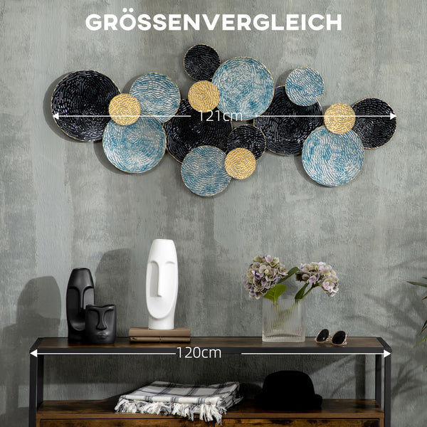 3D Wanddekoration Kreise modern Metall blau schwarz
