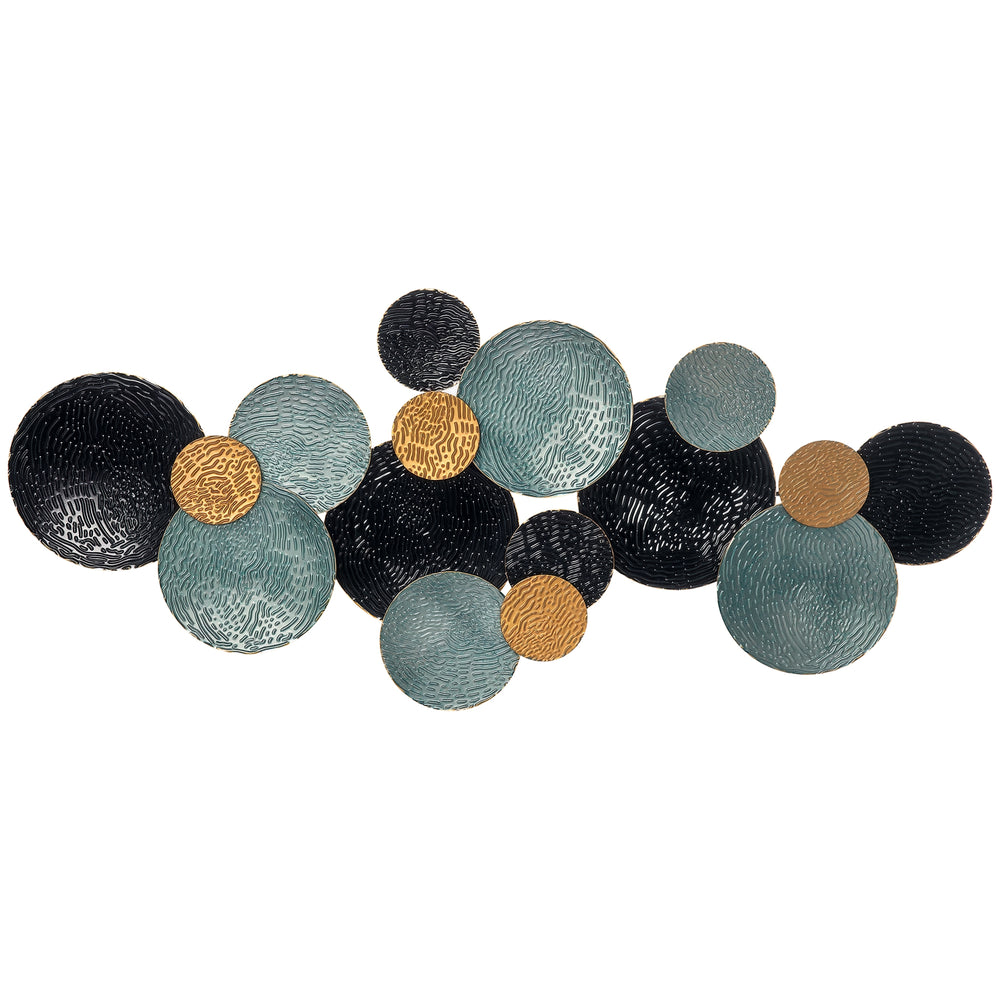3D Wanddekoration Kreise modern Metall blau schwarz