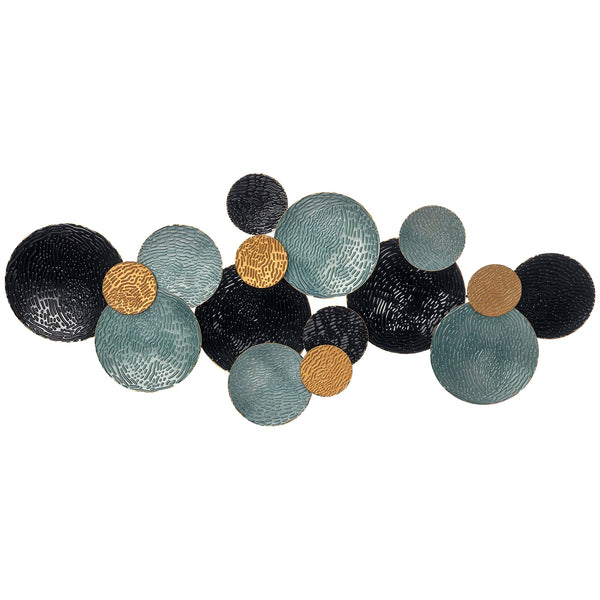 3D Wanddekoration Kreise modern Metall blau schwarz