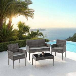 Rattan Gartenset Palese grau