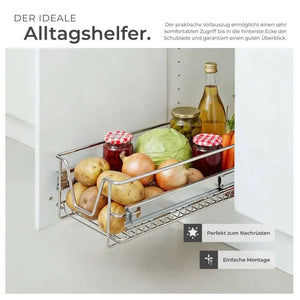 Teleskopschublade verchromt grau für 30 cm Schränke, 4er Set