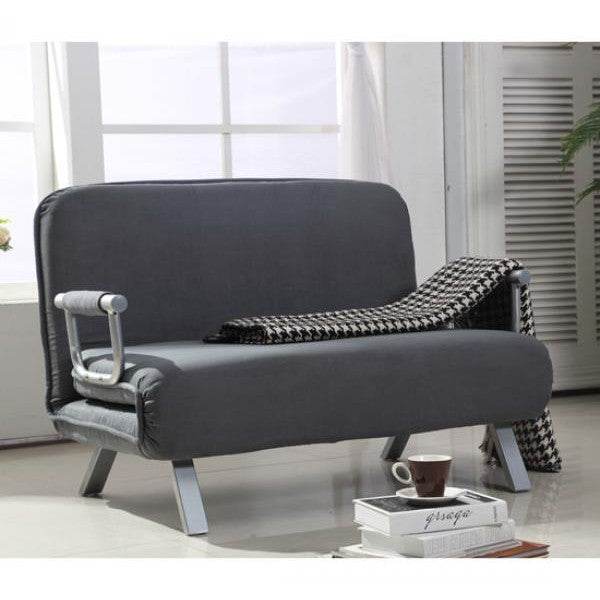2er-Sofa mit Schlaffunktion, Schlafsofa mit Verstellbarer Rückenlehne Grau