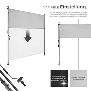 Klemmmarkise Taija hellgrau 150 x 310 cm