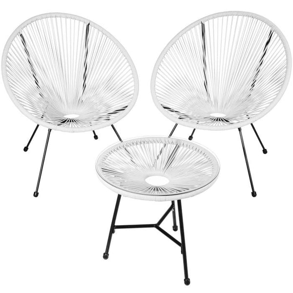 2 Gartenstühle Santana mit Tisch weiss