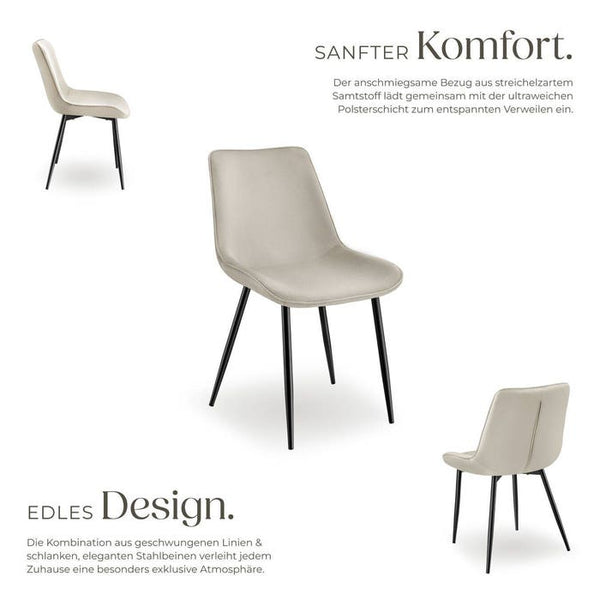 2er Set Stuhl Monroe Samtoptik creme