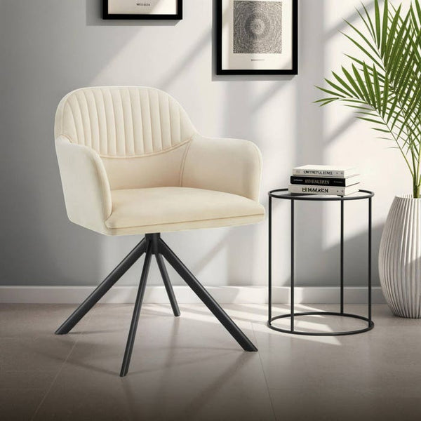 Samt-Drehstuhl Lona creme/schwarz pro Stück