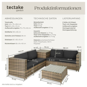 Rattan Lounge Siena natur/dunkelgrau