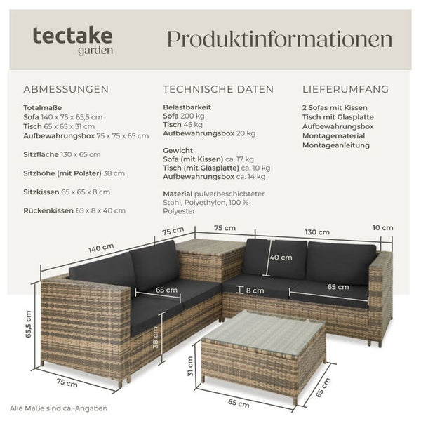 Rattan Lounge Siena natur/dunkelgrau