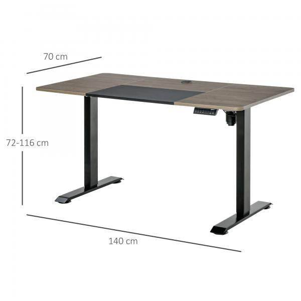 Elektrischer Schreibtisch höhenverstellbar Natur schwarz 140c m x 70 cm x 116 cm