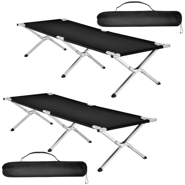 2 Feldbetten aus Aluminium schwarz