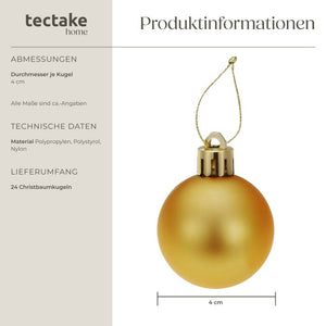 24er Set Weihnachtskugeln weiss/gold