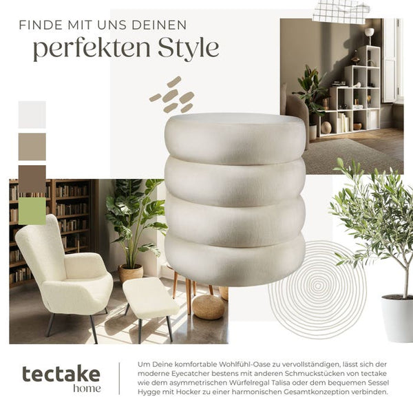Sitzhocker Altu Samtoptik creme-weiss
