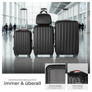 Hartschalenkoffer und Beauty-Case Set 4-tlg. Schwarz