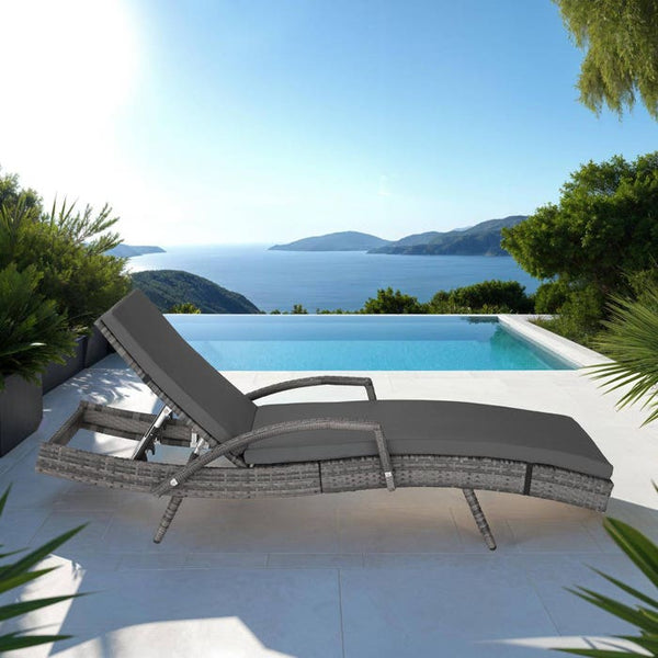 Aluminium Rattan Sonnenliege Océane grau