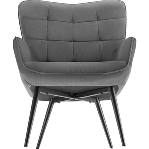 Sessel Hygge gepolstert, ergonomisch, Belastbarkeit 150 kg Feincord anthrazit/schwarz mit Hocker