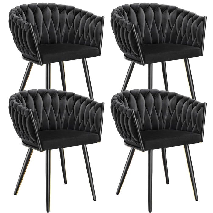Chaise de salle à manger Astano, noire, lot de 4