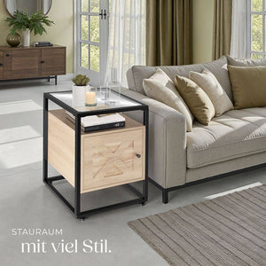 Nachttisch Kidderminster 40x43x60,5cm Industrial Holz hell, Eiche Sonoma