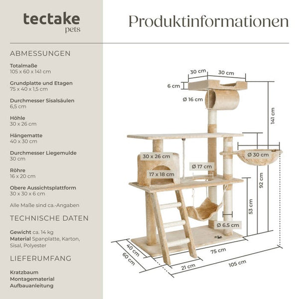 Kratzbaum Marcel 141cm beige