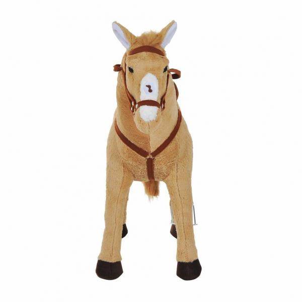 Reitpferd Stehpferd Kinderpferd Plüschpferd Reiten ohne Schaukelkufen Beige