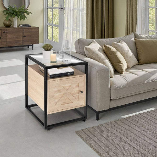 Nachttisch Kidderminster 40x43x60,5cm Industrial Holz hell, Eiche Sonoma
