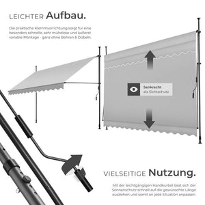 Klemmmarkise hellgrau 350 x 180 cm