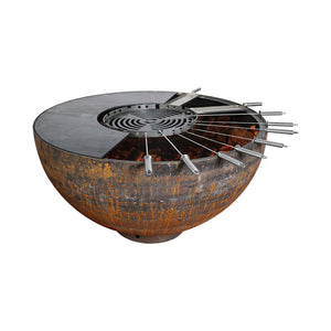 Mr. Grill Feuerschale Rusty mit Grillring 100cm und Zubehör