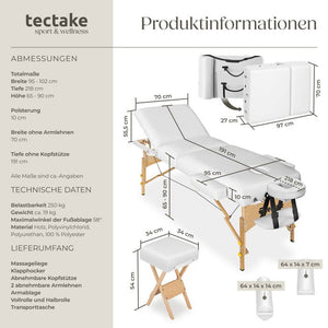 3 Zonen Massageliege-Set weiss