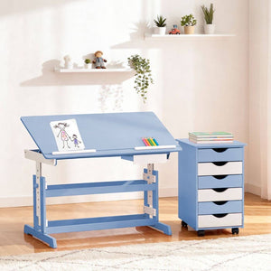Kinderschreibtisch und Rollcontainer, blau