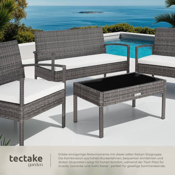 Rattan Sitzgruppe Sparta 3+1 grau