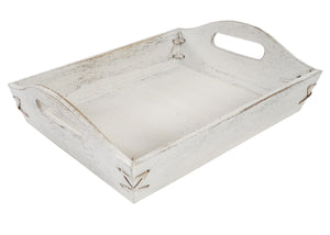 3er Set Serviertablett Holztablett Shabby-Look ~ weiss