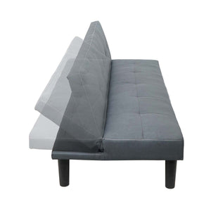 3er-Sofa, Couch Schlafsofa, Schlaffunktion 195cm ~ Stoff/Textil, grau