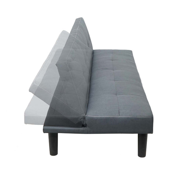 3er-Sofa, Couch Schlafsofa, Schlaffunktion 195cm ~ Stoff/Textil, grau