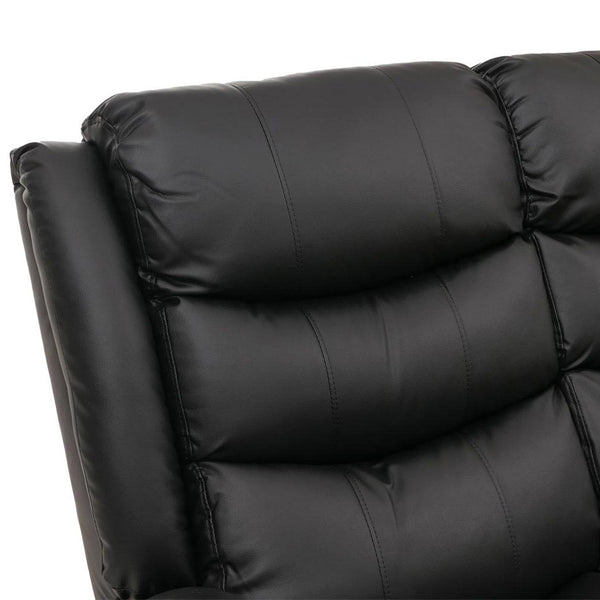 3er Kinosessel Relaxsessel Kunstleder mit Liegefunktion schwarz