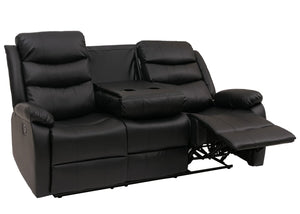 3er Kinosessel Relaxsessel Kunstleder mit Liegefunktion schwarz