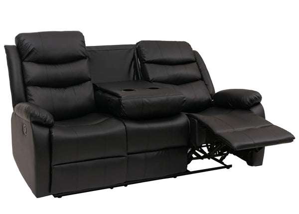 3er Kinosessel Relaxsessel Kunstleder mit Liegefunktion schwarz