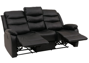 3er Kinosessel Relaxsessel Kunstleder mit Liegefunktion schwarz