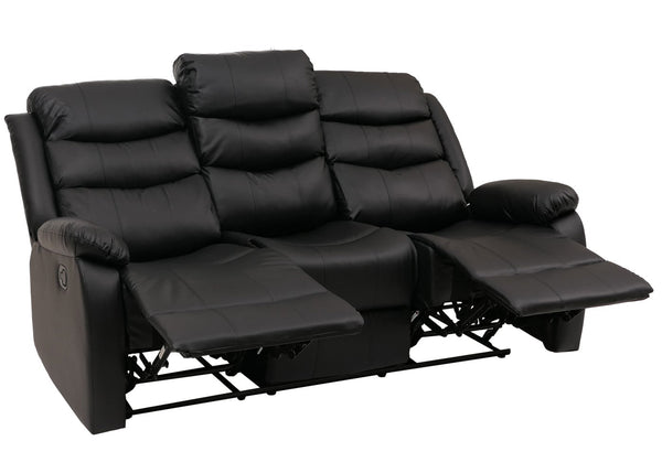 3er Kinosessel Relaxsessel Kunstleder mit Liegefunktion schwarz