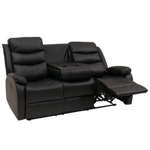 3er Kinosessel Relaxsessel Kunstleder mit Liegefunktion schwarz