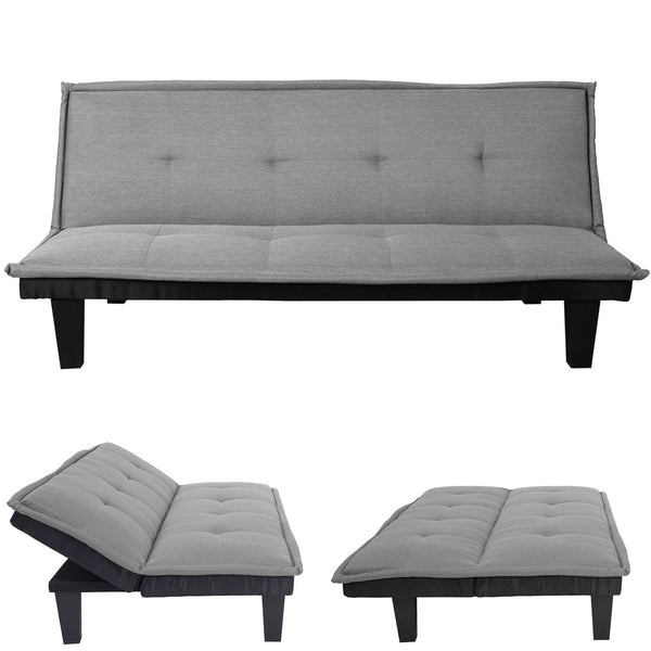 3er-Schlafsofa mit Schlaffunktion Textil 170x100cm hellgrau
