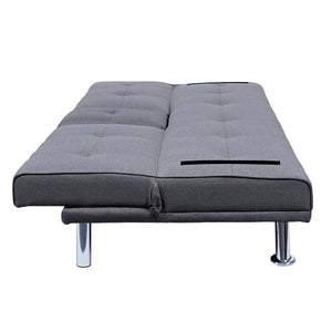 3er-Sofa Schlafsofa Gästebett mit Tassenhalter Textil dunkelgrau
