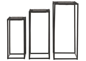 3er-Set Blumentisch Beistelltisch stapelbar Metall anthrazit