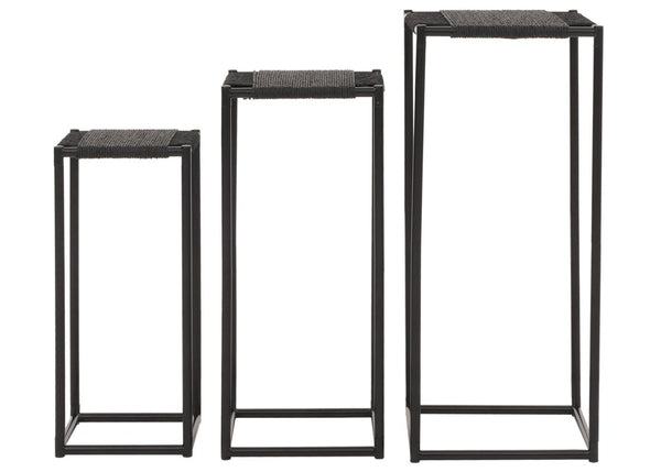 3er-Set Blumentisch Beistelltisch stapelbar Metall anthrazit