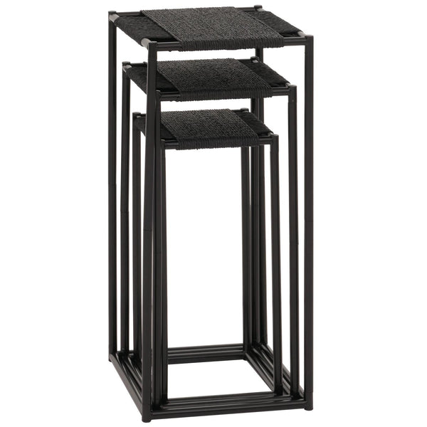 3er-Set Blumentisch Beistelltisch stapelbar Metall anthrazit