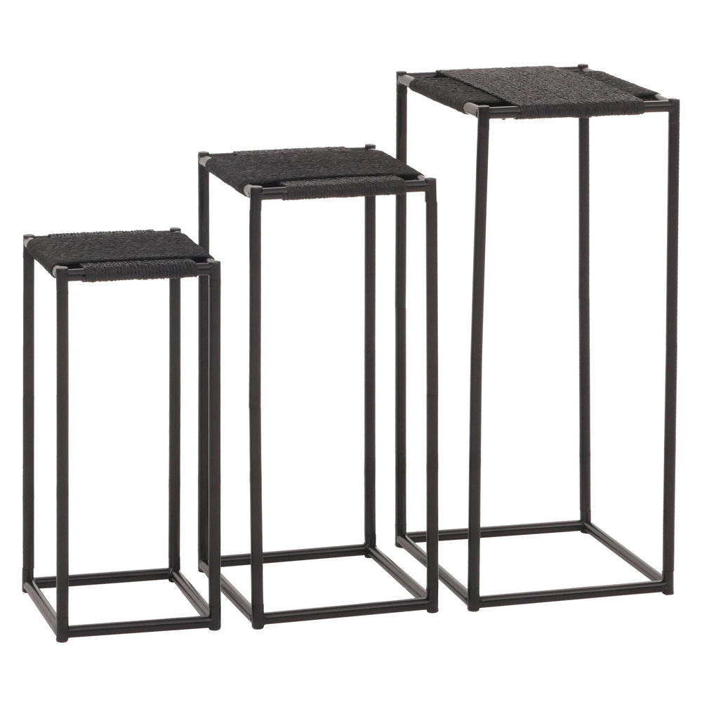 3er-Set Blumentisch Beistelltisch stapelbar Metall anthrazit